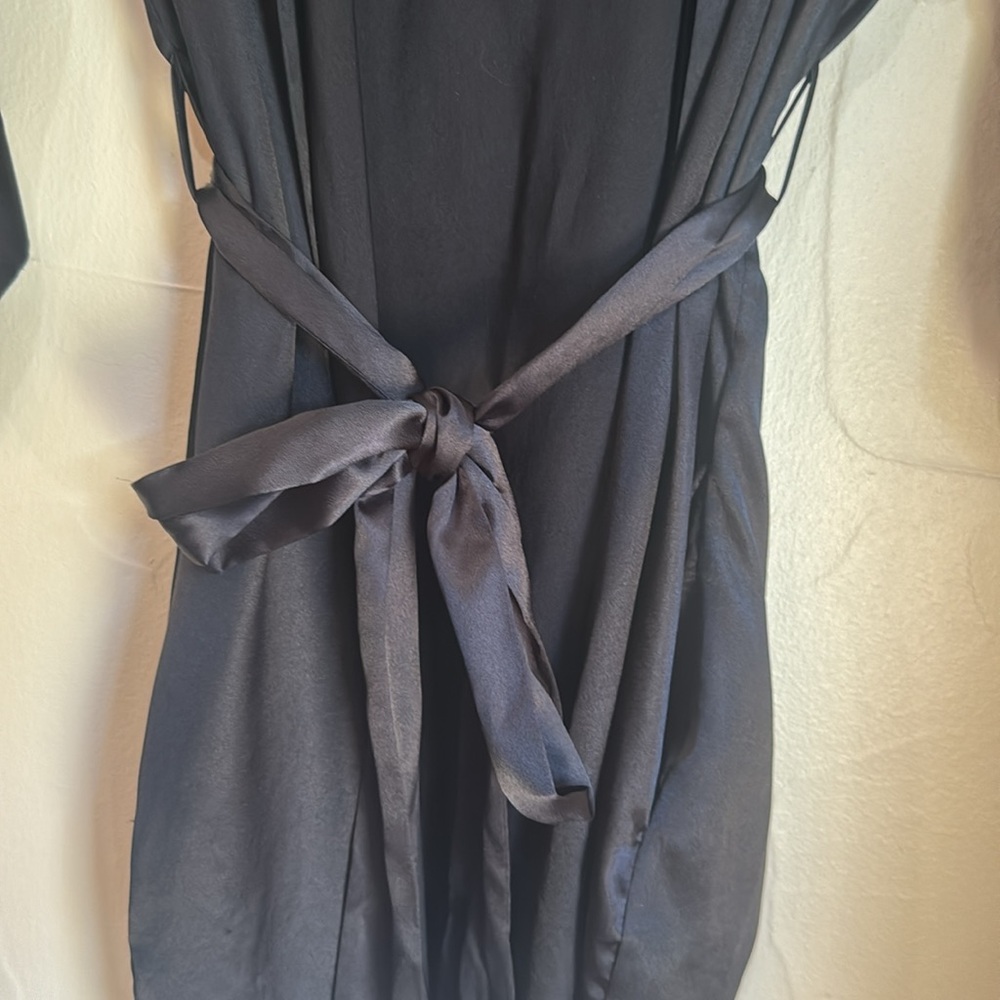 VICTORIA’S SECRET Black Short Kimono Robe with Pockets Lined with Pink Size M/L - Picture 4 of 11
